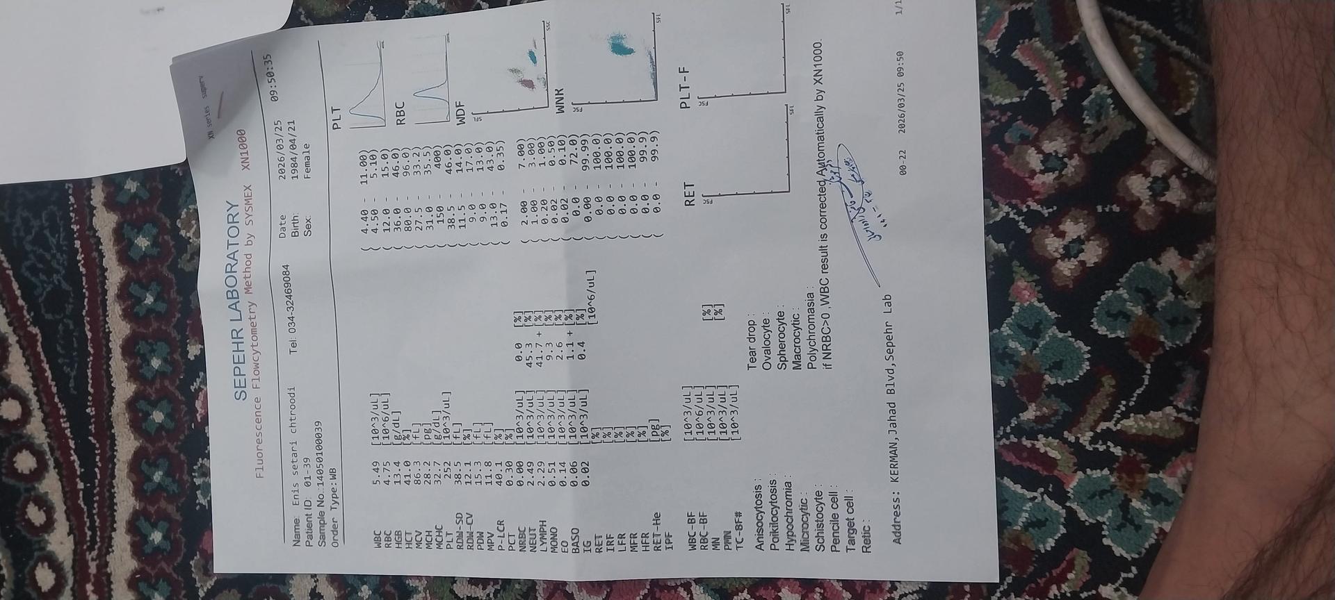 تصویر  جواب آزمایش 