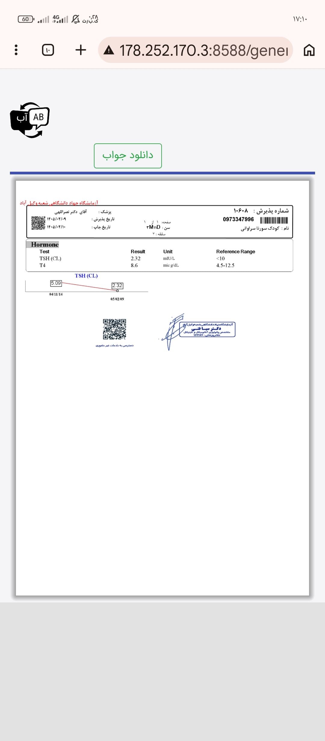 تصویر تفسیر ازمایش تیروئید 